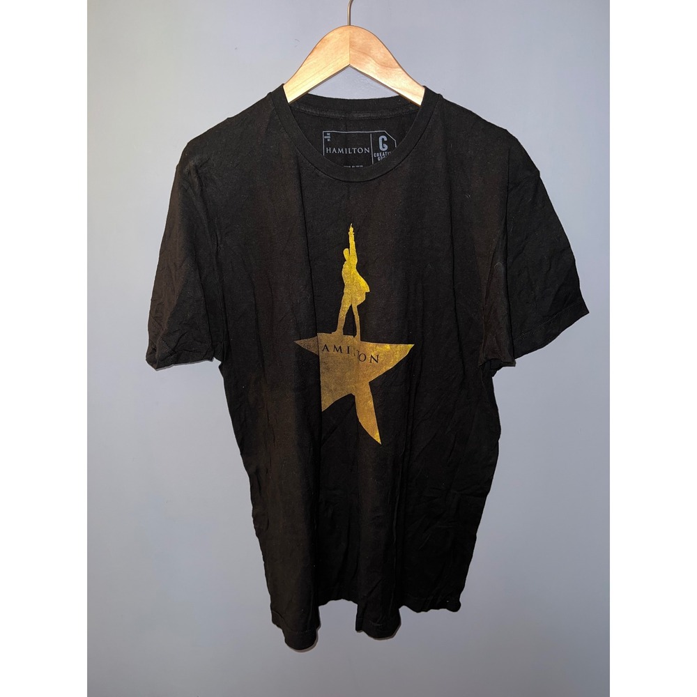Hamilton Musical Graphic T-Shirt Mens Large Black Gold Star Logo Broadway Tee